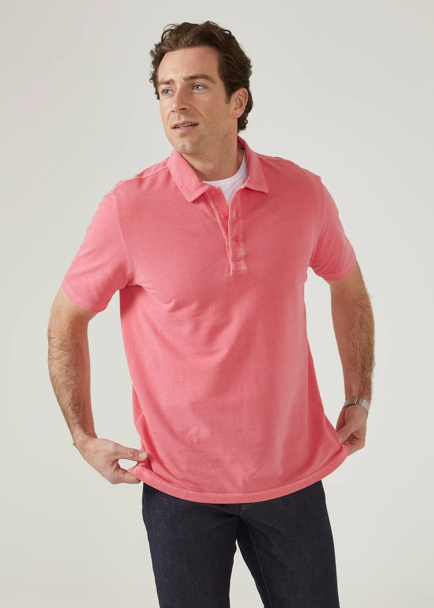 Weymouth Washed Effect Polo Shirt In Calypso sold by Alan Paine product image thumbnail 3