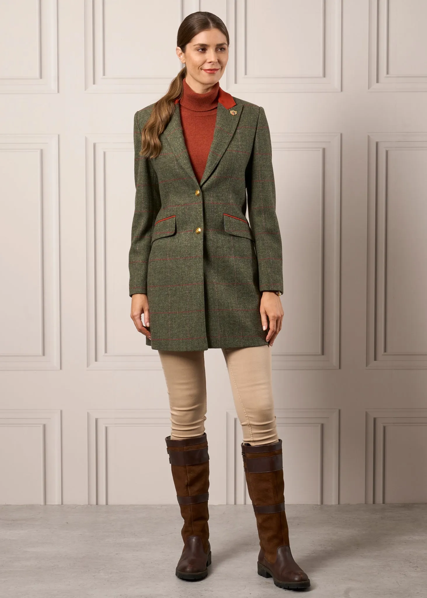 Combrook Ladies Mid-Thigh Coat In Heath - Regular Fit sold by Alan Paine product image thumbnail 3