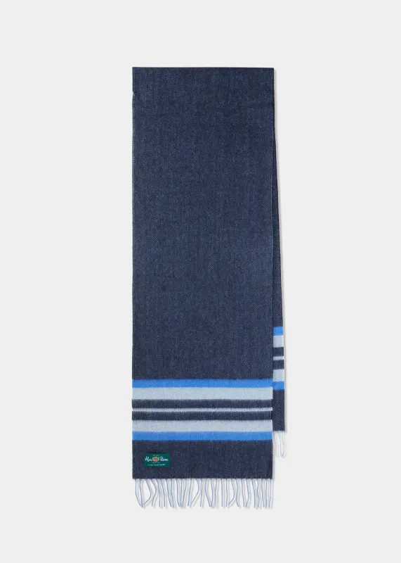 Cove Block Stripe Cashmere Scarf In Marine sold by Alan Paine