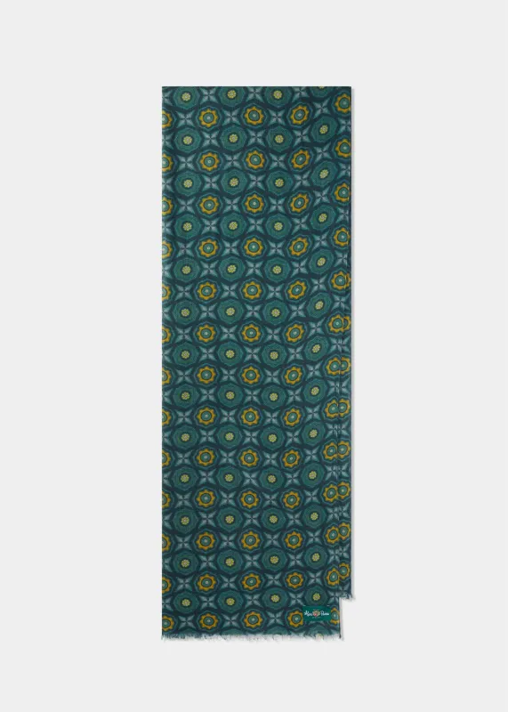 Rockfield Flower and Star Scarf In Hunter sold by Alan Paine