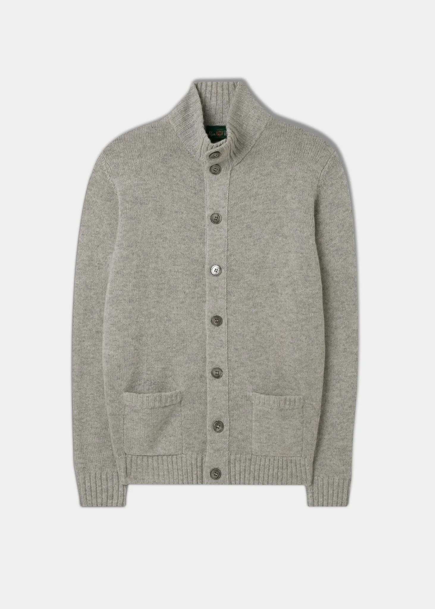 Men's Lambswool Buttoned Jumper In Pearl Grey - Regular Fit sold by Alan Paine