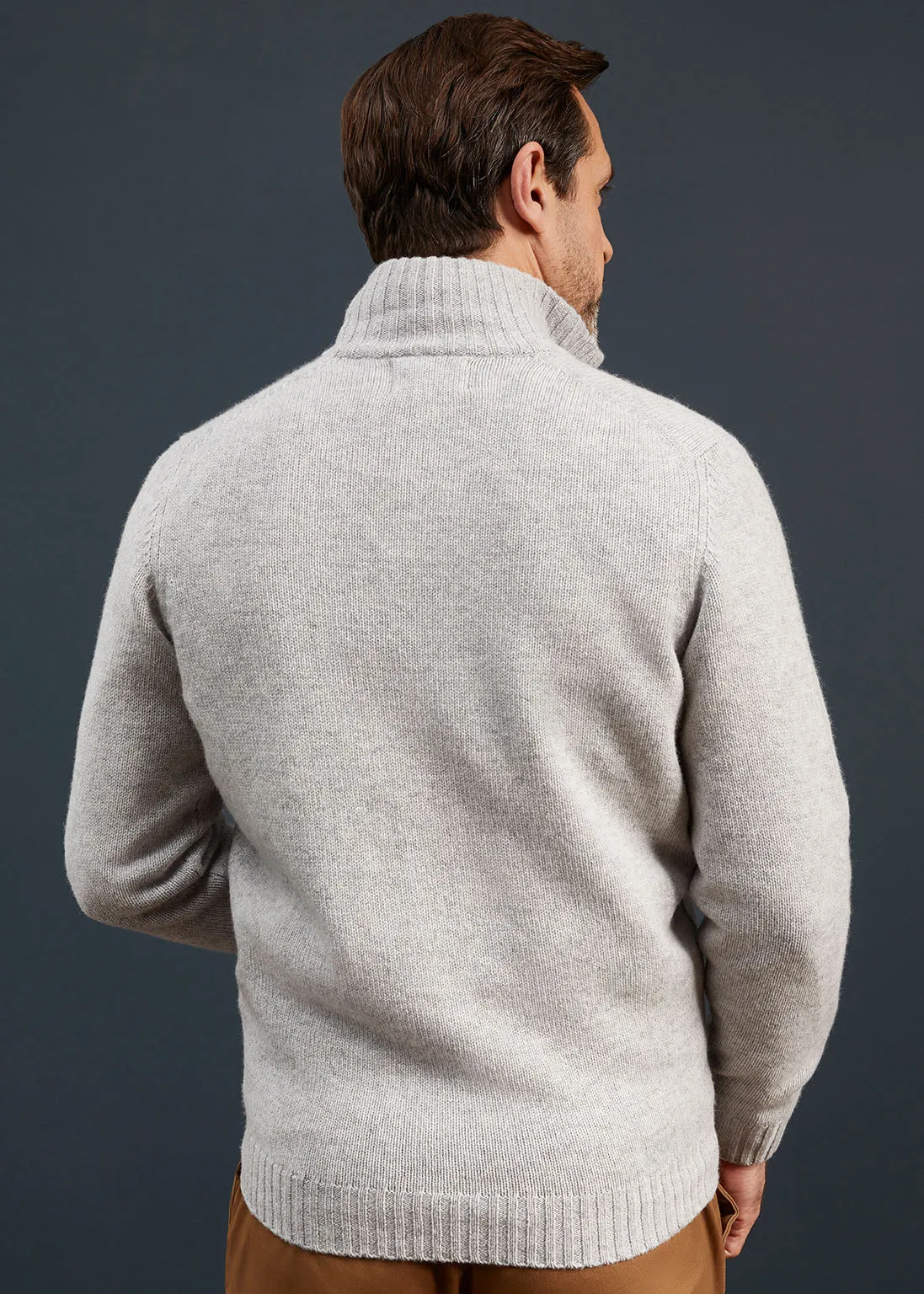 Men's Lambswool Buttoned Jumper In Pearl Grey - Regular Fit sold by Alan Paine product image thumbnail 3