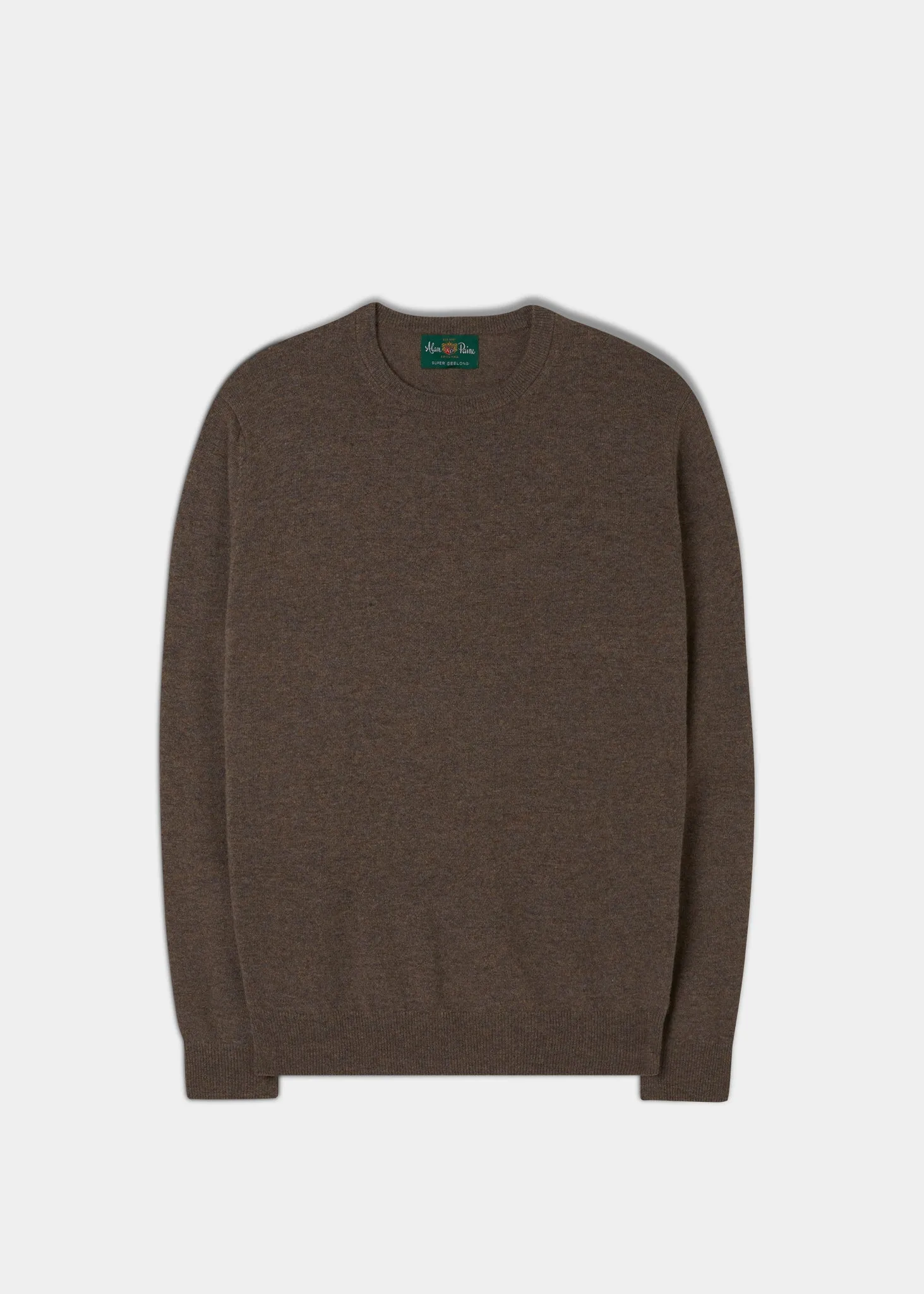 Men's Geelong Lambswool Crew Neck Jumper In Tobacco - Regular Fit sold by Alan Paine