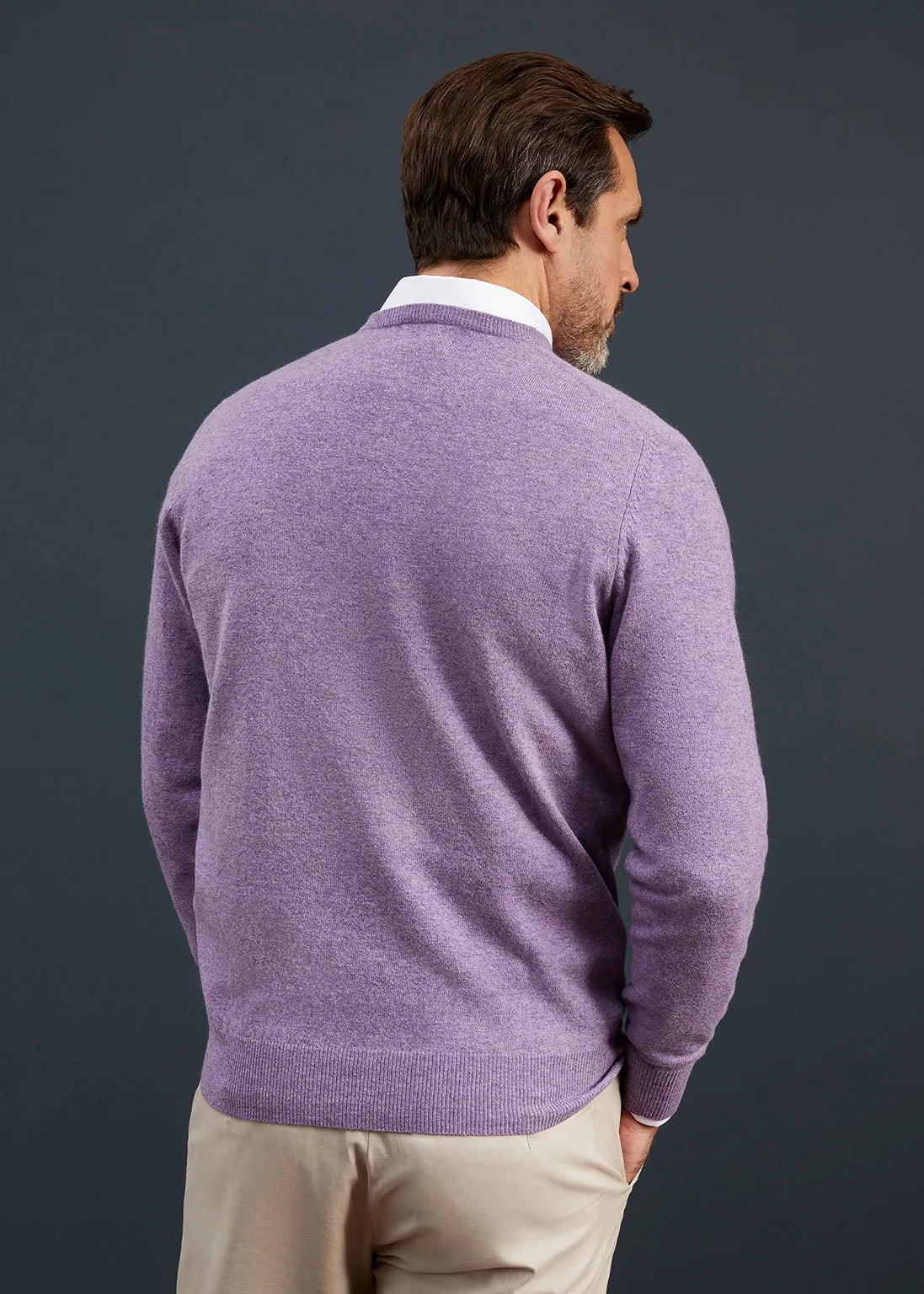 Men's Geelong Lambswool Crew Neck Jumper In Purple Heat - Regular Fit sold by Alan Paine product image thumbnail 5