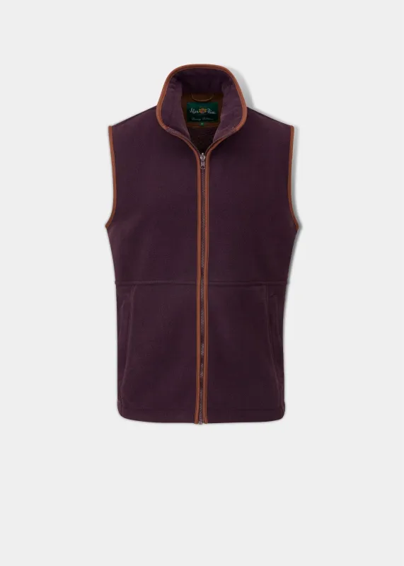 Aylsham Men's Fleece Gilet In Plum - Regular Fit sold by Alan Paine
