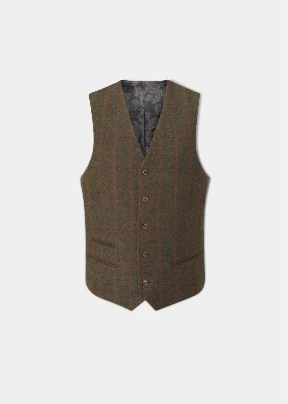 Surrey Men's Tweed Lined Country Waistcoat In Hemlock - Regular Fit made by Alan Paine
