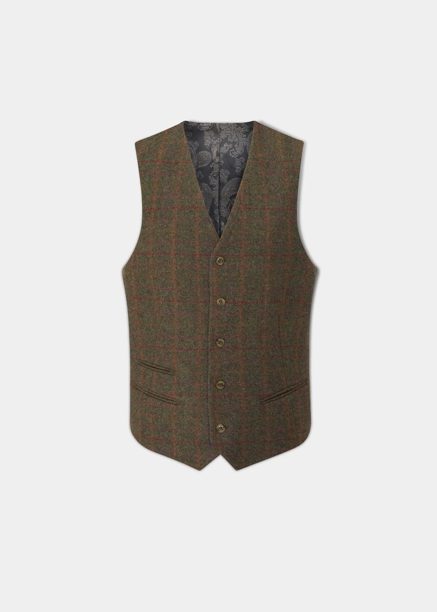 Surrey Men's Tweed Lined Country Waistcoat In Hemlock - Regular Fit sold by Alan Paine
