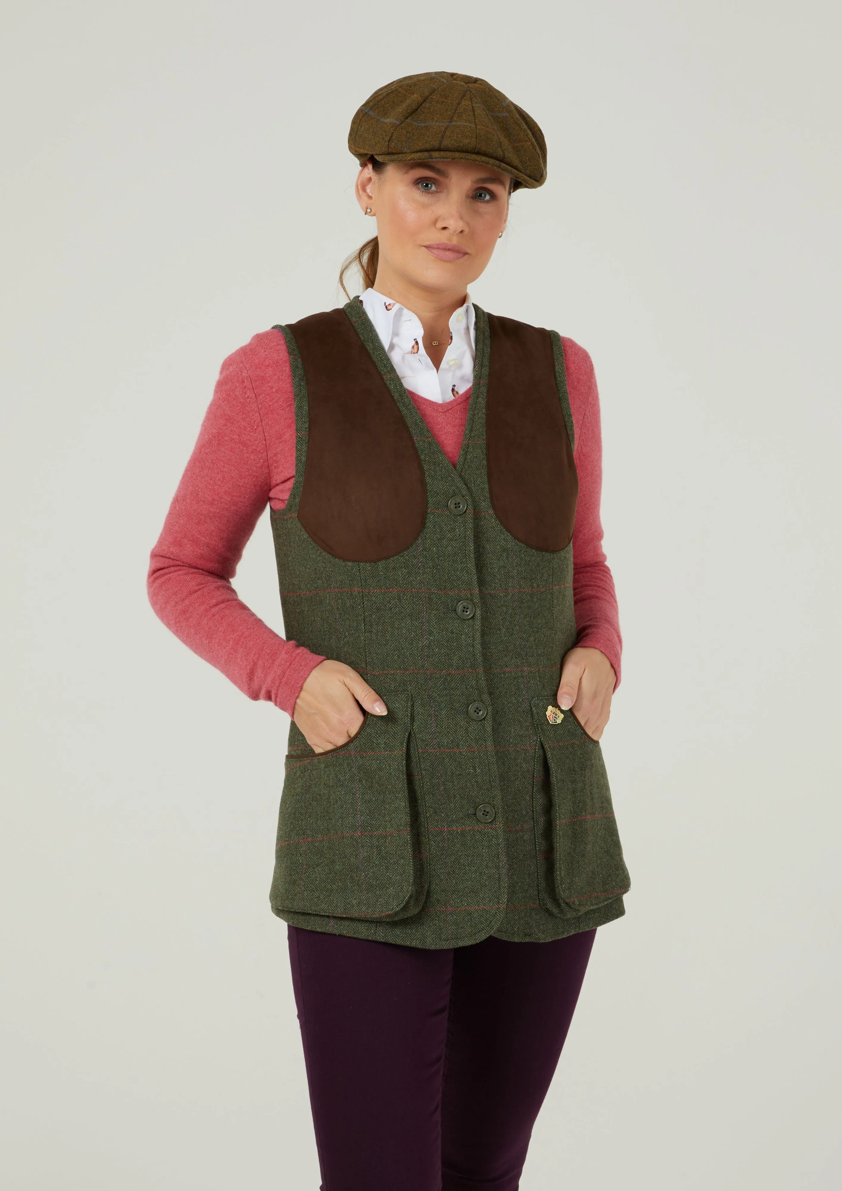 Combrook Ladies Tweed Shooting Waistcoat In Heath - Regular Fit sold by Alan Paine product image thumbnail 2