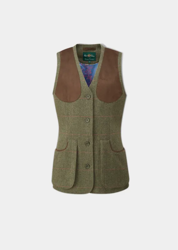 Combrook Ladies Tweed Shooting Waistcoat In Heath - Regular Fit made by Alan Paine