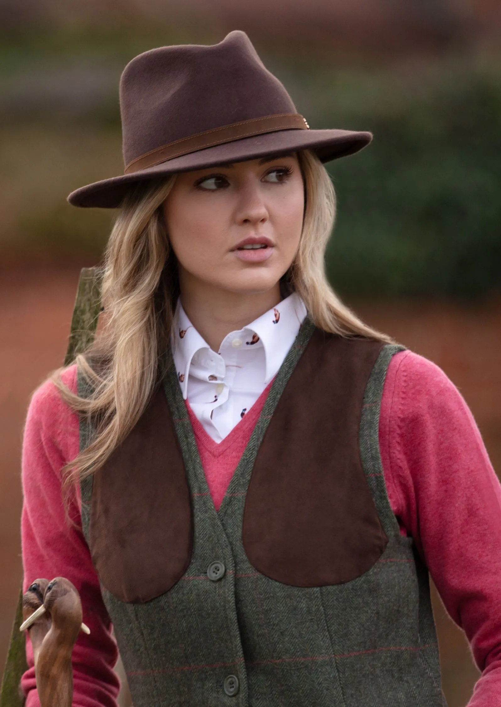 Combrook Ladies Tweed Shooting Waistcoat In Heath - Regular Fit sold by Alan Paine product image thumbnail 4