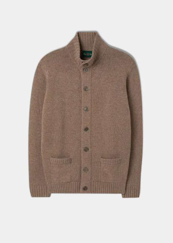 Men's Lambswool Buttoned Jumper In Mushroom - Regular Fit sold by Alan Paine