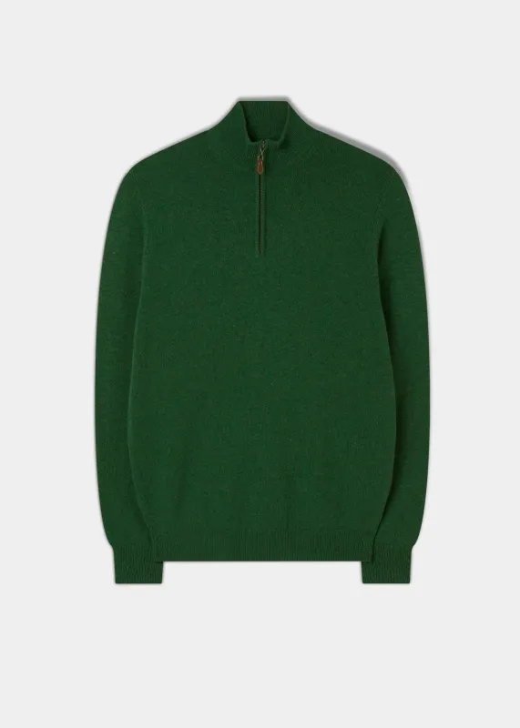 Men's Lambswool 1/4 Zip Jumper in Forest - Regular Fit sold by Alan Paine