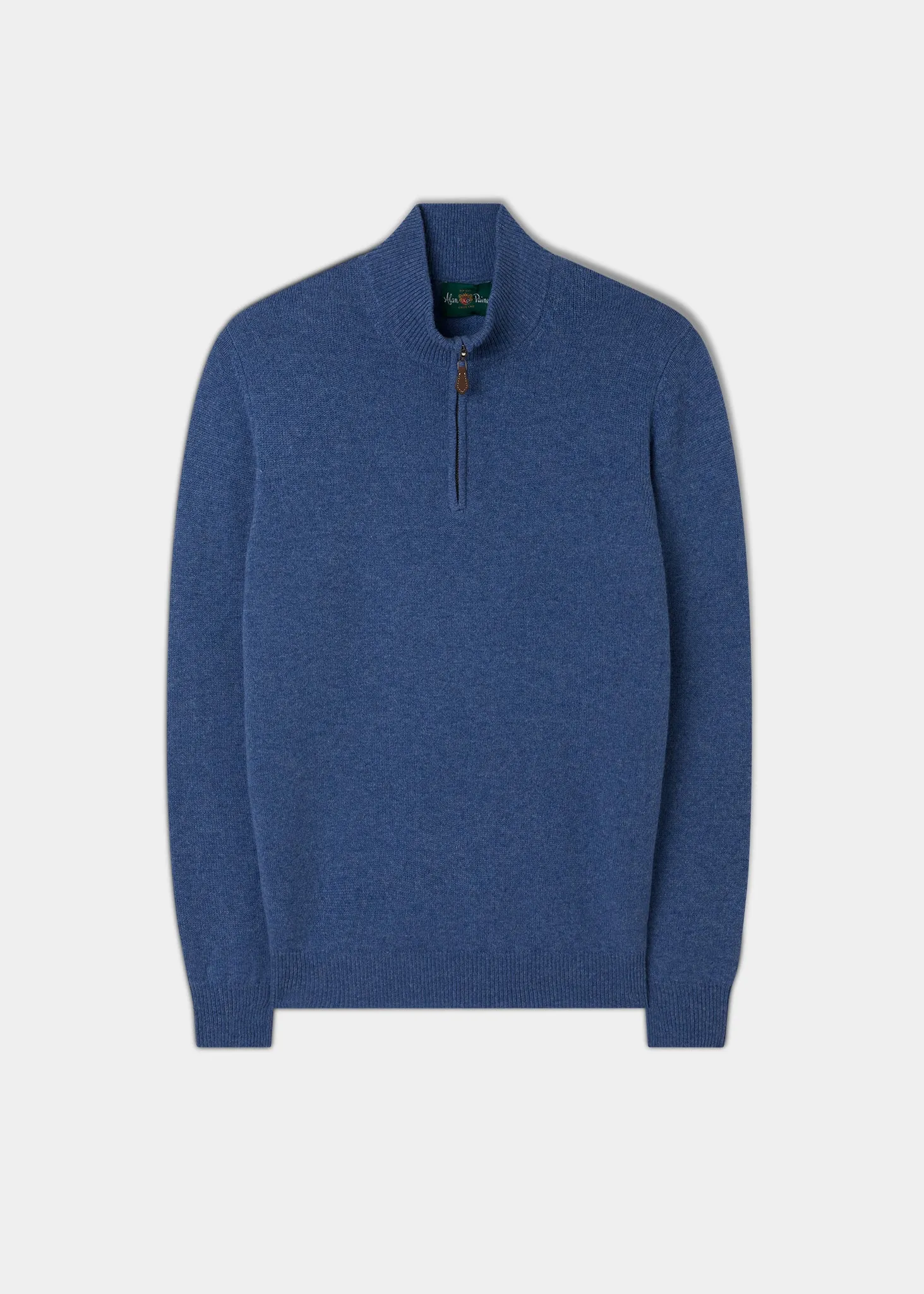 Men's Lambswool 1/4 Zip Jumper in Jeans - Regular Fit sold by Alan Paine