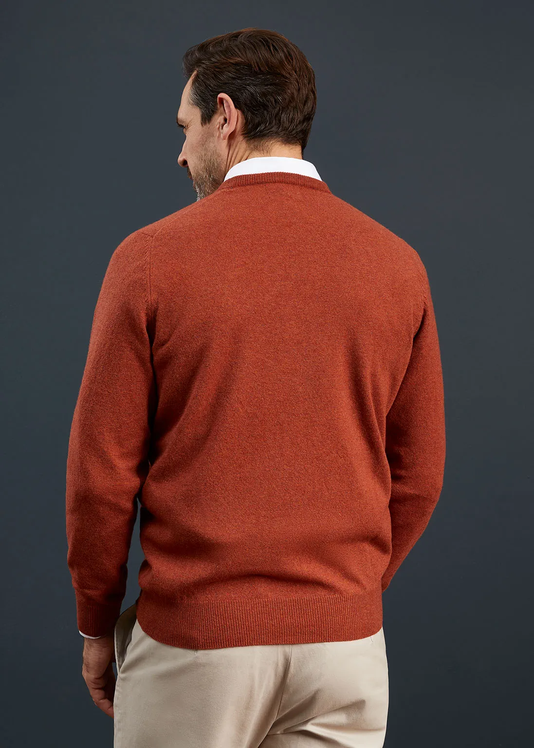 Men's Geelong Lambswool Crew Neck Jumper In Tiger - Regular Fit sold by Alan Paine product image thumbnail 4