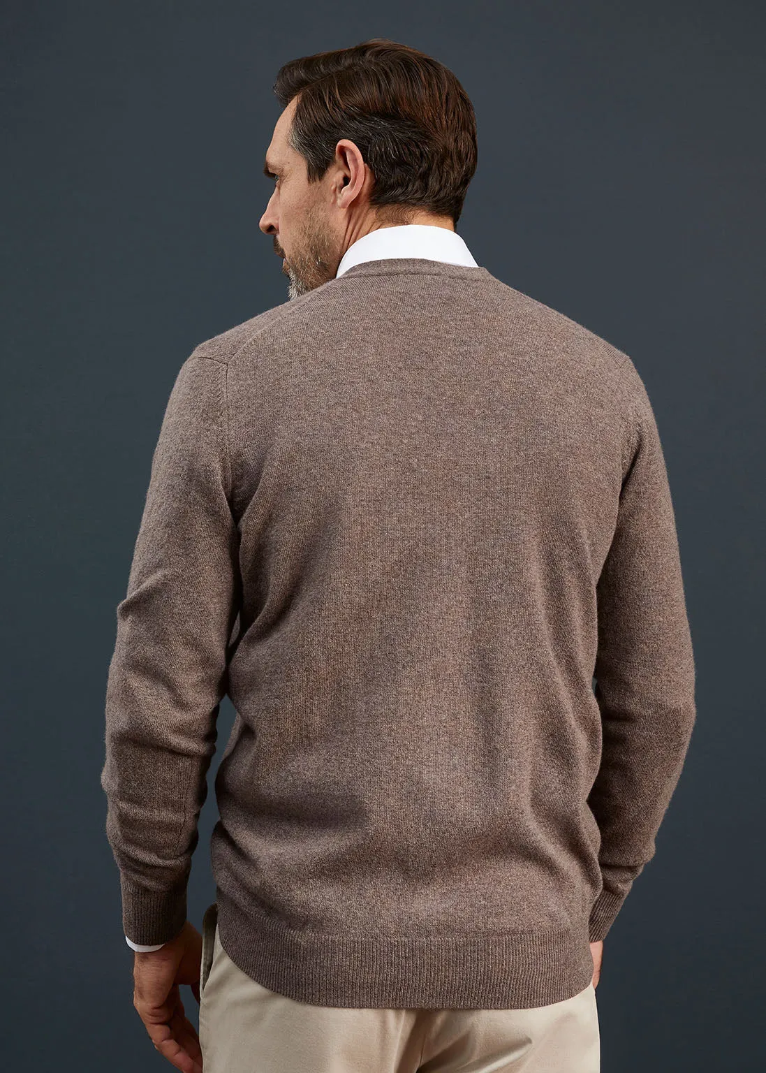 Men's Geelong Lambswool Cardigan in Tobacco - Classic Fit sold by Alan Paine product image thumbnail 4