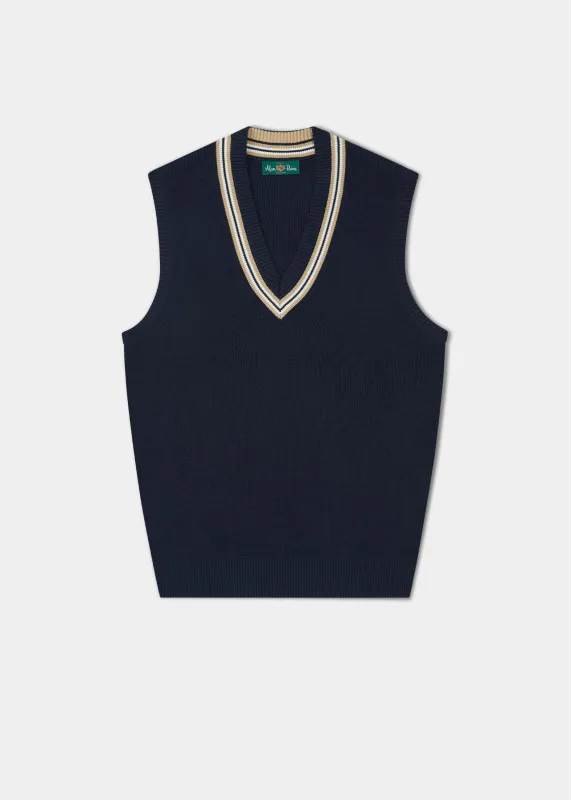 Ladies Cotton Cricket Slipover In Dark Navy sold by Alan Paine