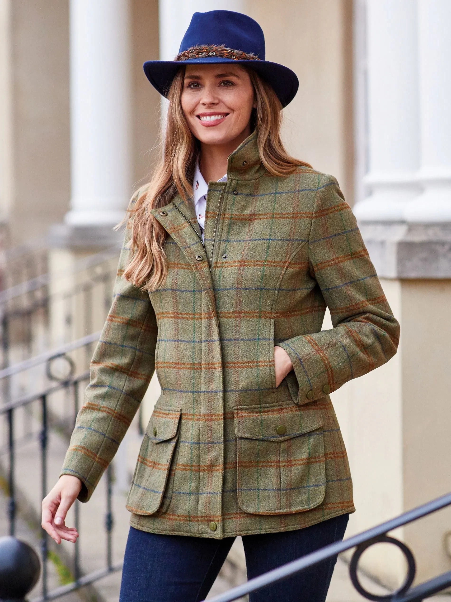 Surrey Ladies Tweed Water Repellent Coat in Clover - Regular Fit sold by Alan Paine product image thumbnail 2