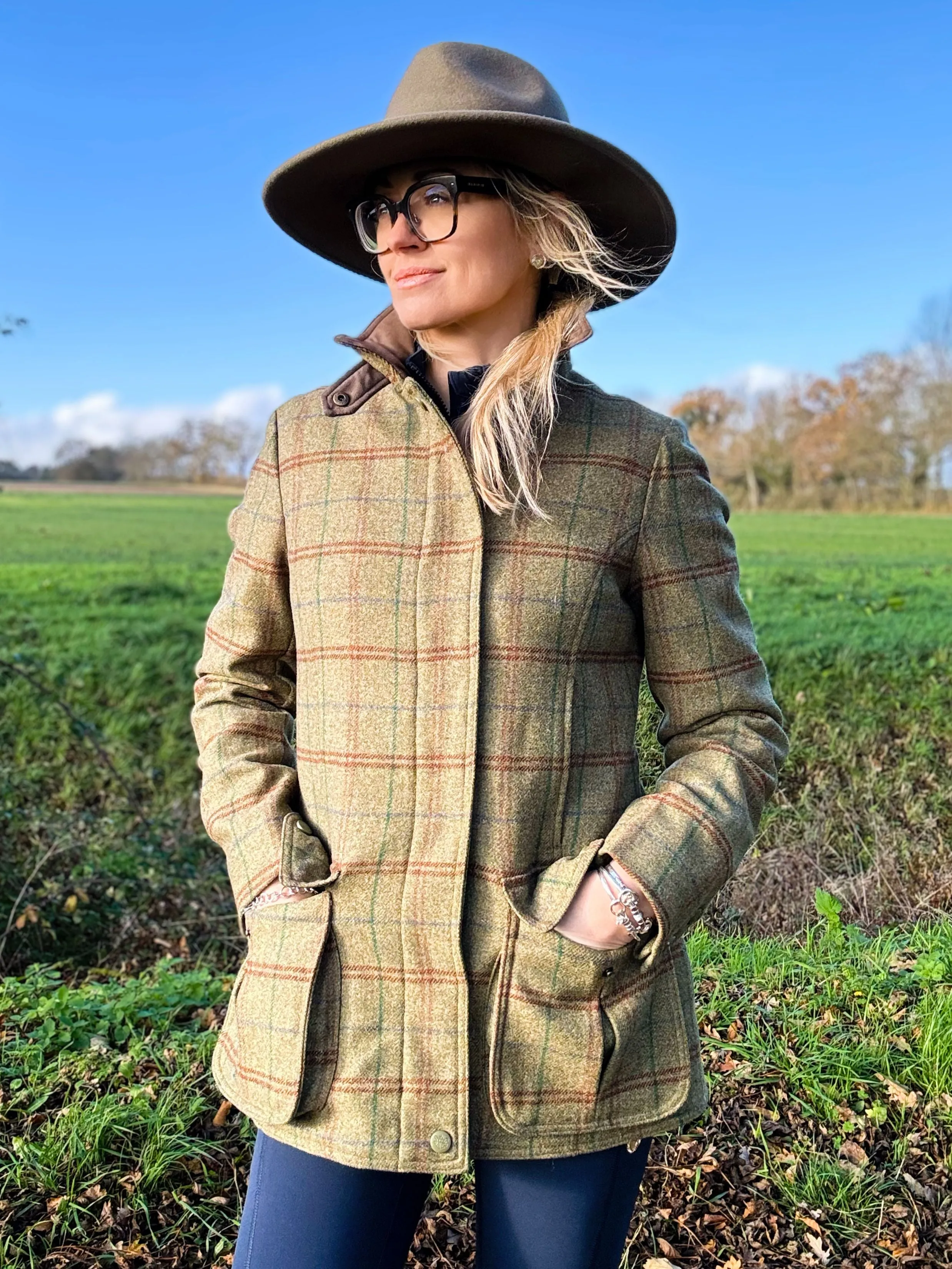 Surrey Ladies Tweed Water Repellent Coat in Clover - Regular Fit sold by Alan Paine product image thumbnail 3