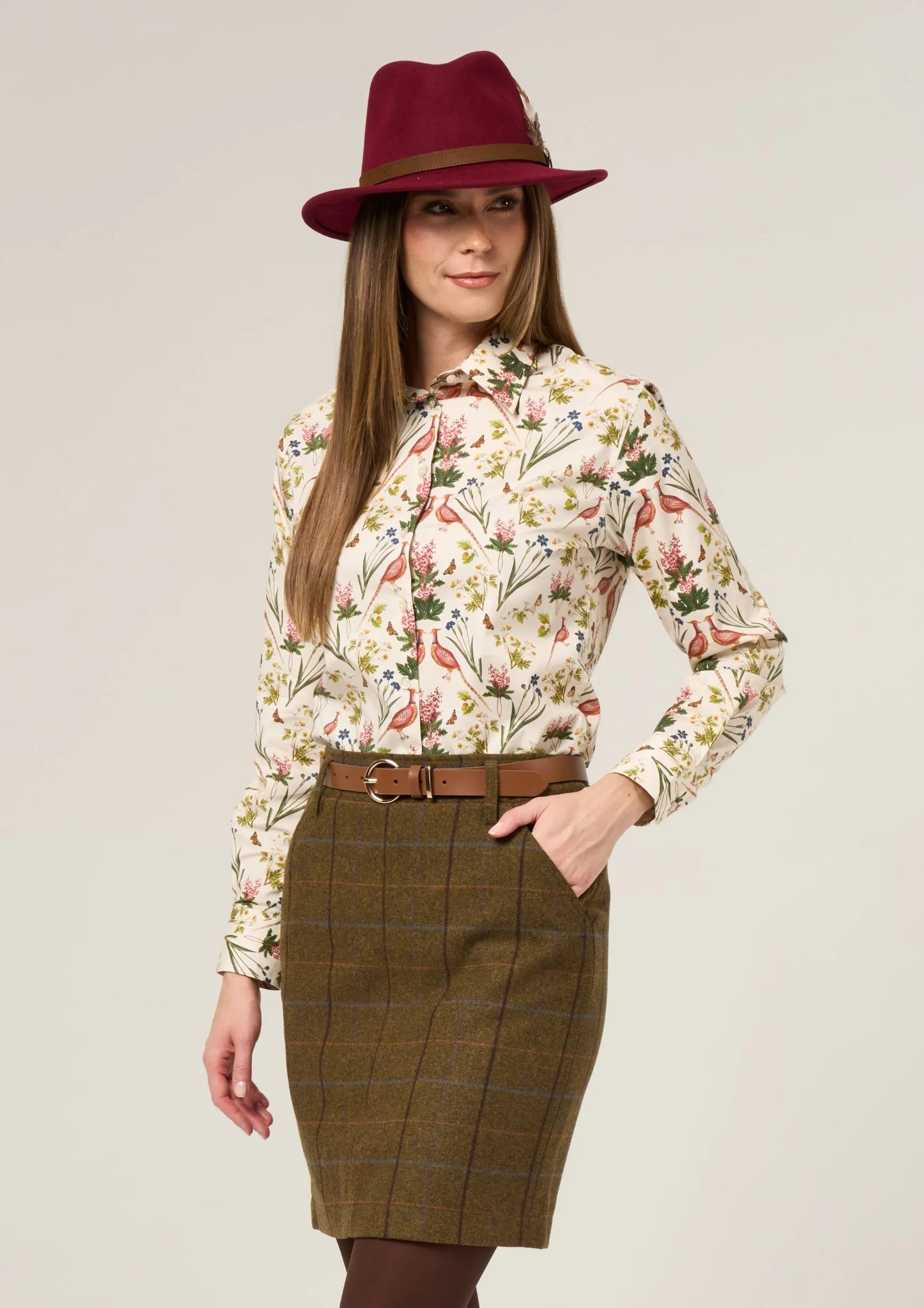 Lawen Ladies Printed Cotton Shirt - Cream Floral Design sold by Alan Paine product image thumbnail 3