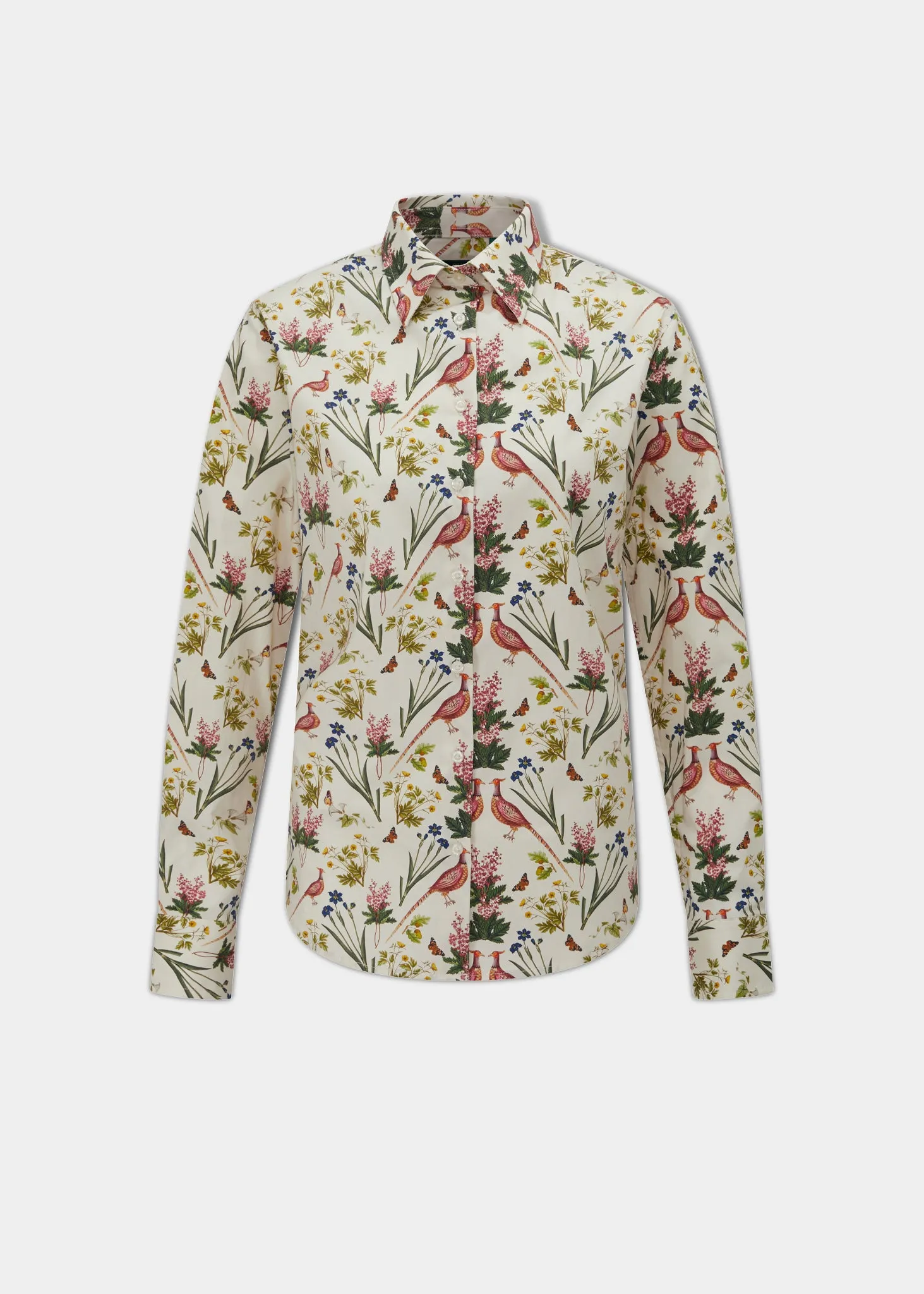 Lawen Ladies Printed Cotton Shirt - Cream Floral Design sold by Alan Paine