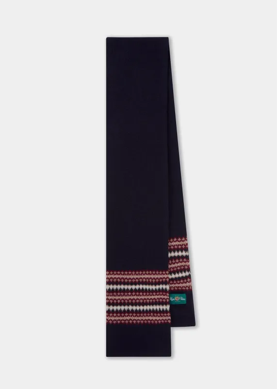 Imogen Ladies Knitted Wool Scarf In Navy made by Alan Paine