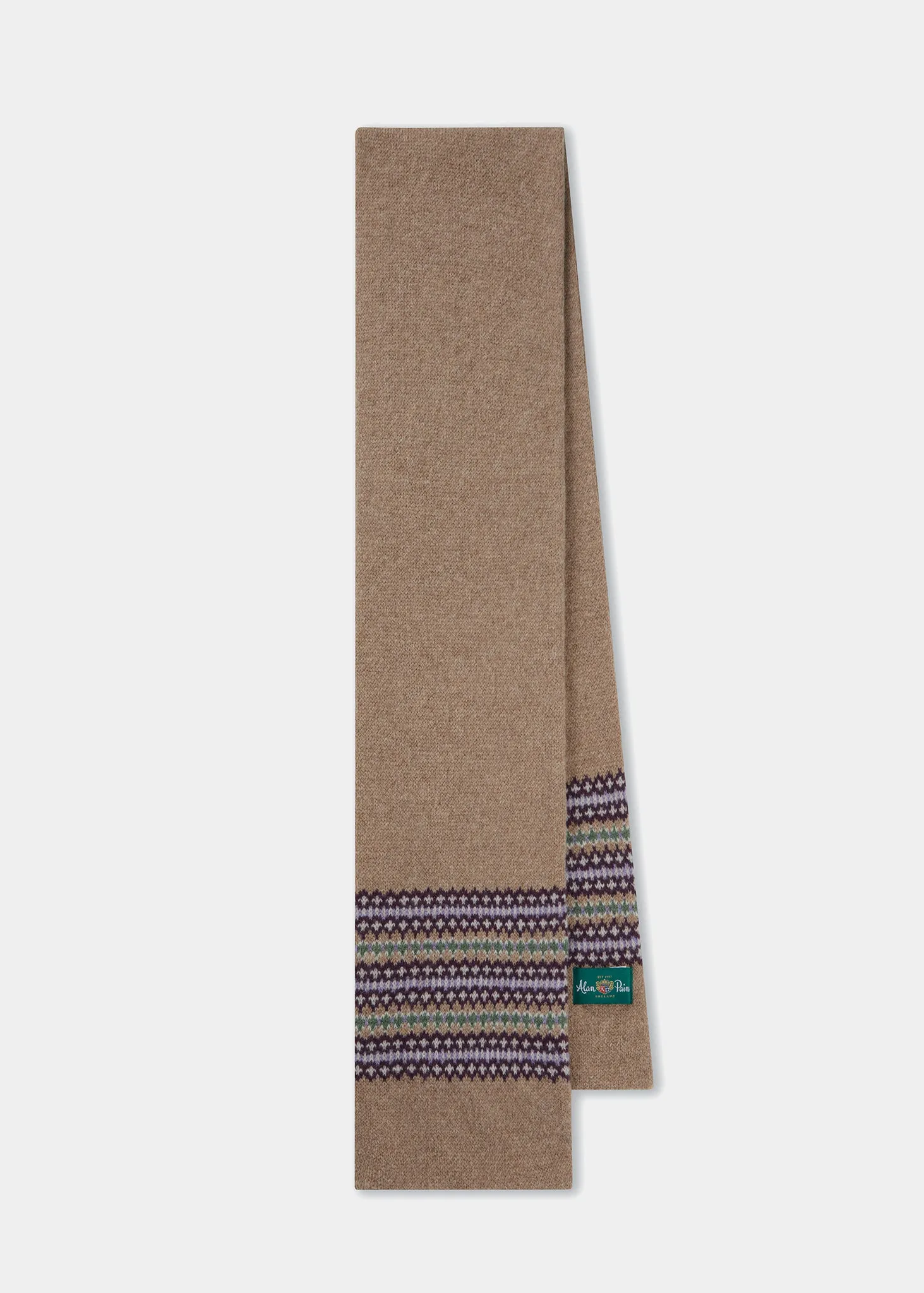 Imogen Ladies Knitted Wool Scarf In Pecan sold by Alan Paine