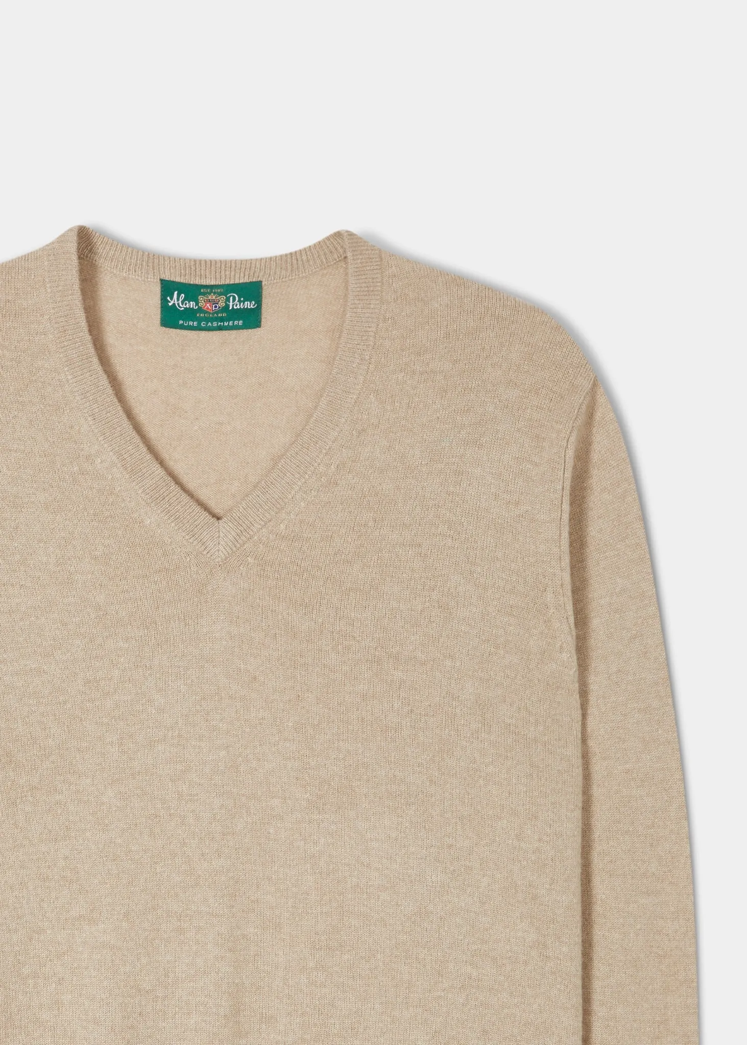 Haddington Cashmere Jumper in Linen - Regular Fit sold by Alan Paine product image thumbnail 2
