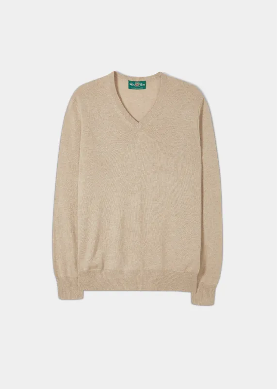 Haddington Cashmere Jumper in Linen - Regular Fit sold by Alan Paine