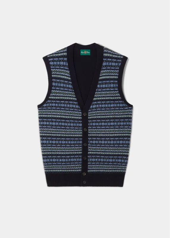 Maywick Men's Lambswool Fair Isle Waistcoat In Navy made by Alan Paine
