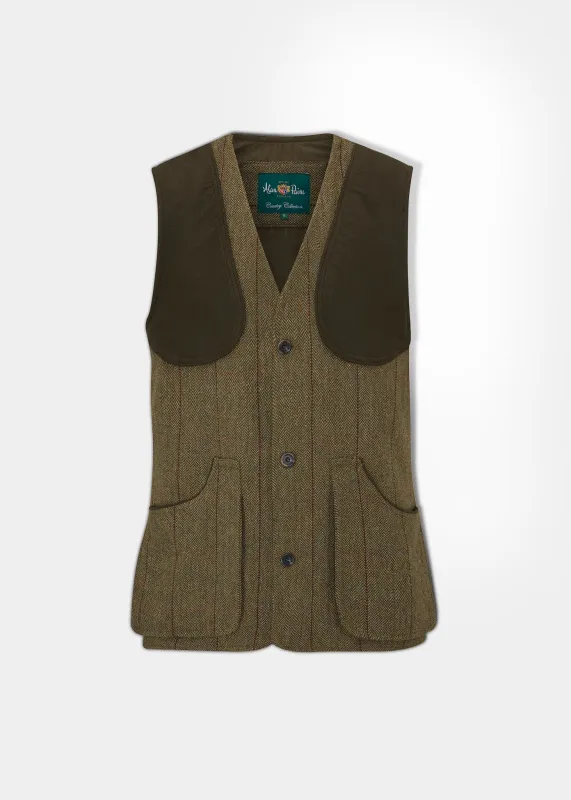Rutland Men's Tweed Water Repellent Shooting Waistcoat in Oakley - Shooting Fit made by Alan Paine