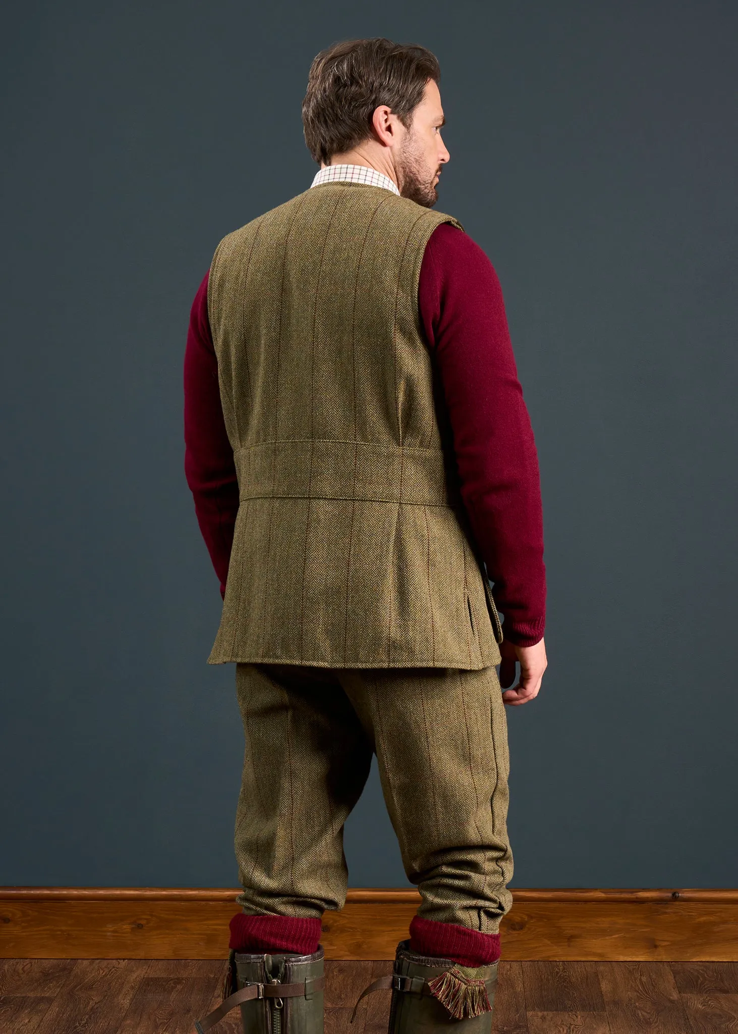 Rutland Men's Tweed Water Repellent Shooting Waistcoat in Oakley - Shooting Fit sold by Alan Paine product image thumbnail 4