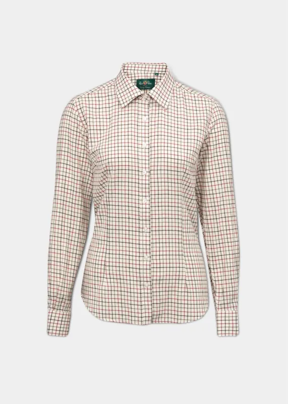 Bromford Ladies Cotton Shirt In Red Check - Regular Fit sold by Alan Paine