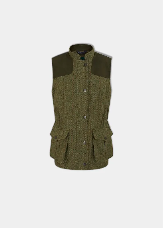 Rutland Ladies Tweed Gilet In Hemp sold by Alan Paine