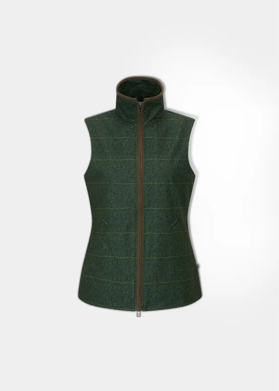 Didsmere Ladies Technical Tweed Gilet In Myrtle - Regular Fit sold by Alan Paine