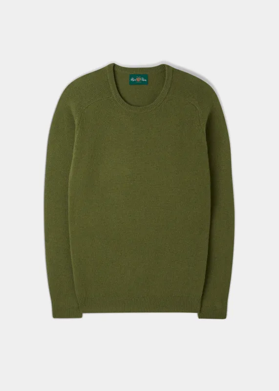 Lenzie Men's Lambswool Jumper In Green Bean - Regular Fit sold by Alan Paine