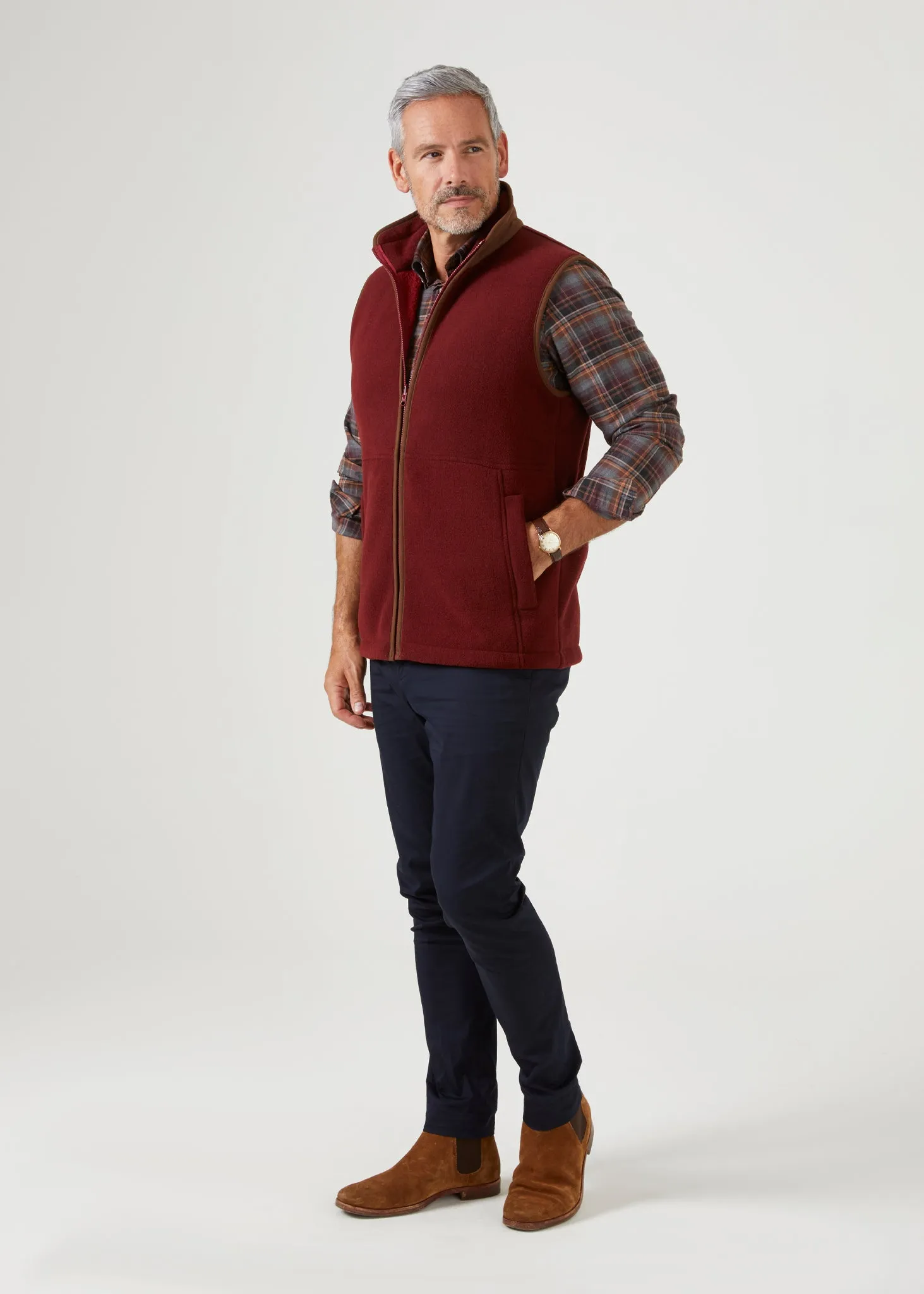Aylsham Men's Fleece Gilet In Bloodstone - Regular Fit sold by Alan Paine product image thumbnail 4