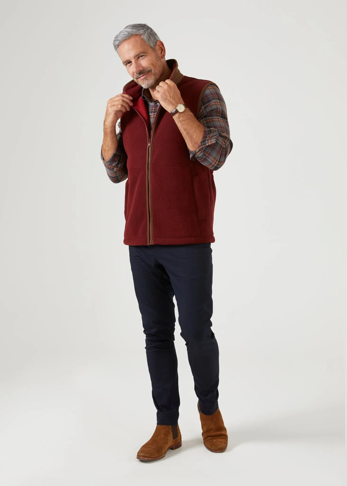 Aylsham Men's Fleece Gilet In Bloodstone - Regular Fit sold by Alan Paine product image thumbnail 2