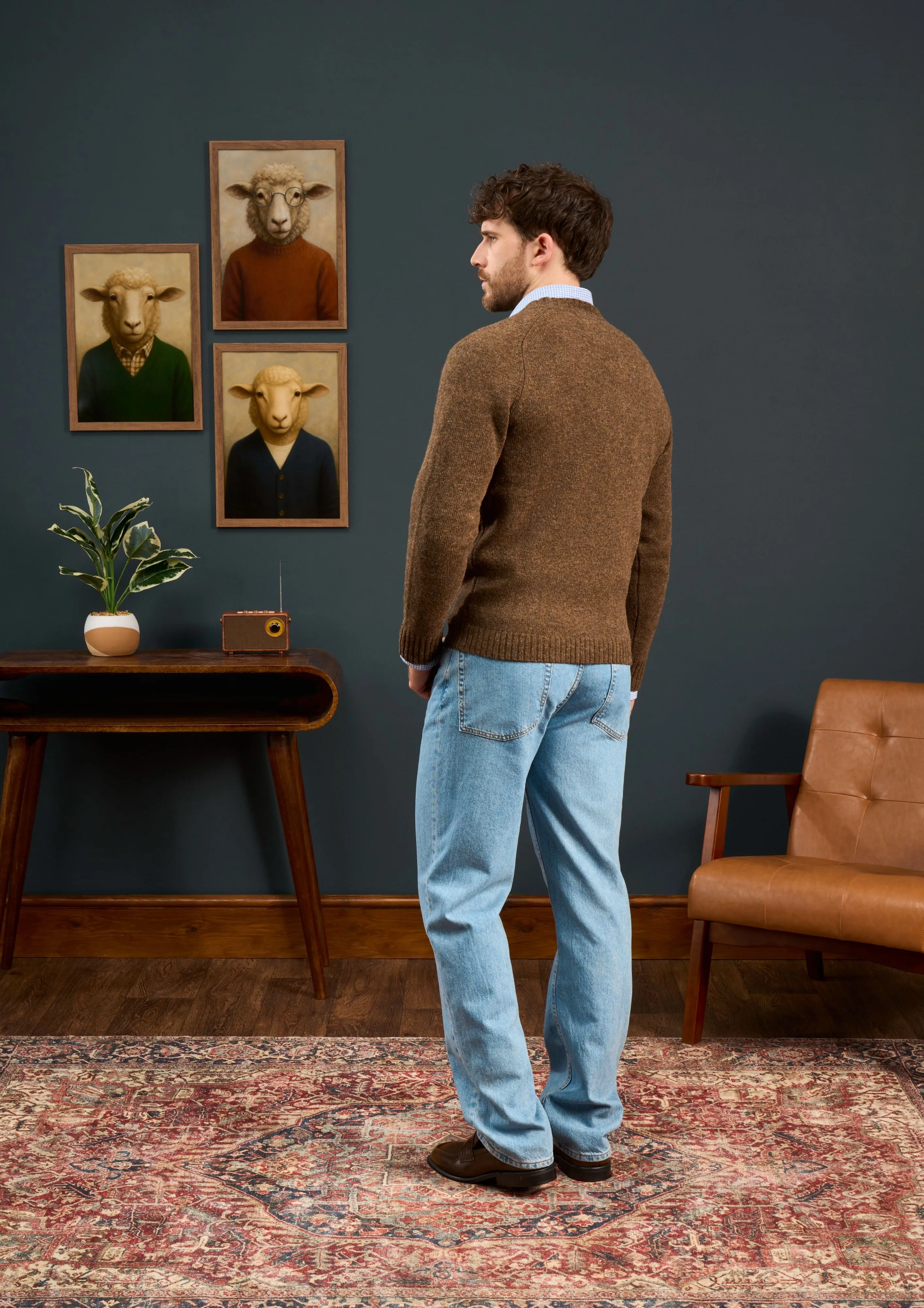 Kinloch Men's Shetland Wool Cardigan in Scots Pine sold by Alan Paine product image thumbnail 4