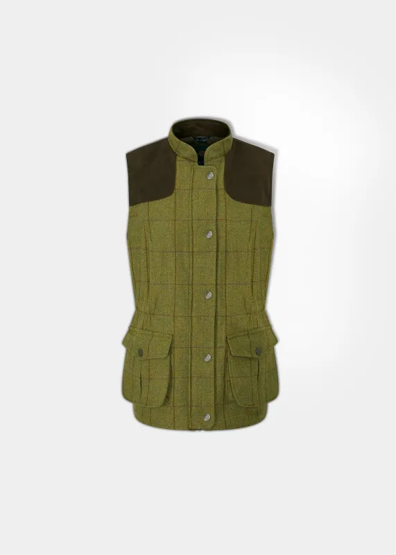 Rutland Ladies Tweed Gilet In Lichen sold by Alan Paine