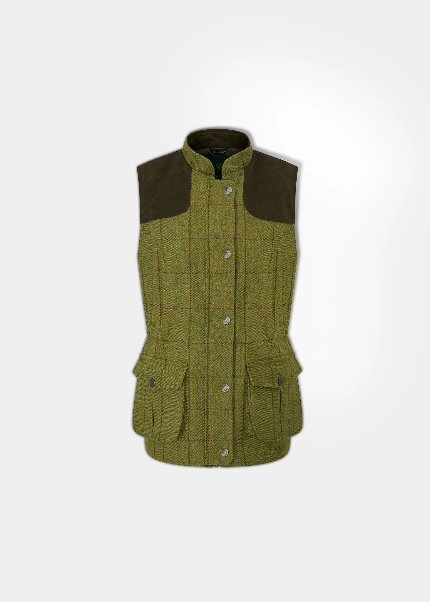 Rutland Ladies Tweed Gilet In Lichen sold by Alan Paine