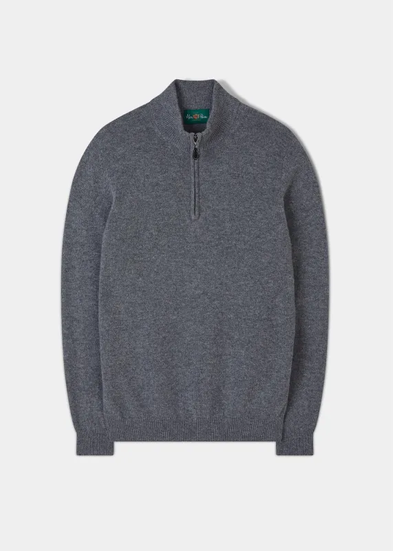 Sutherland Lambswool 1/4 Zip Jumper in Grey Mix - Regular Fit sold by Alan Paine