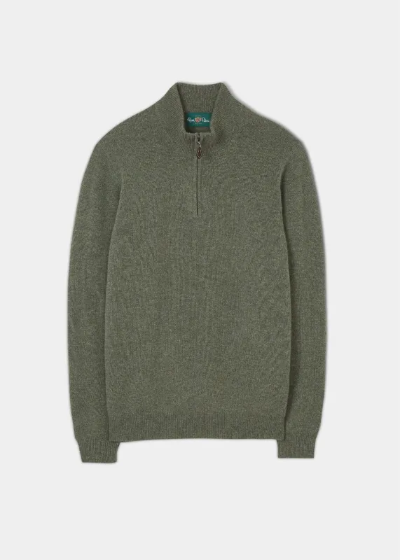 Sutherland Lambswool 1/4 Zip Jumper in Landscape - Regular Fit sold by Alan Paine
