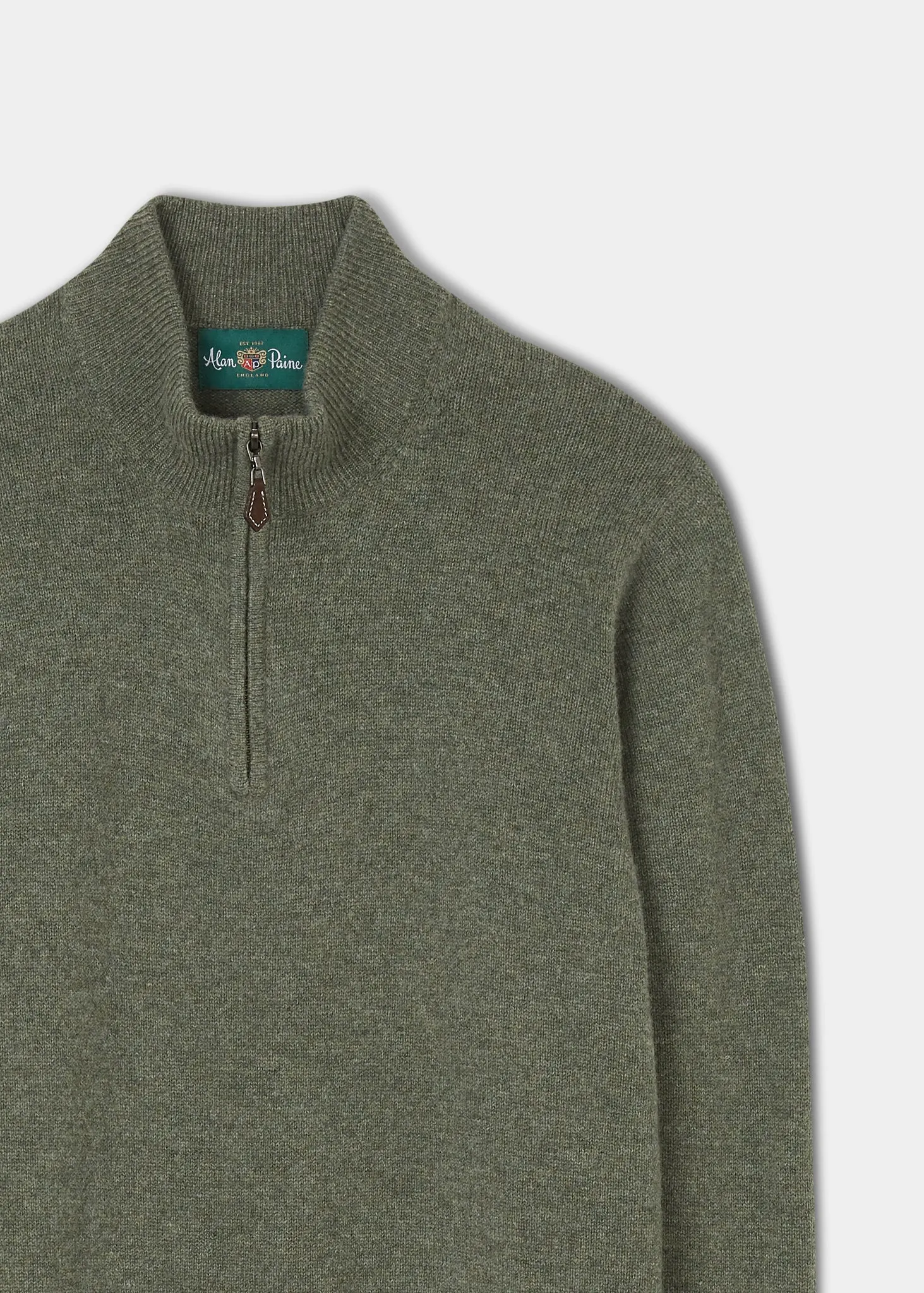 Sutherland Lambswool 1/4 Zip Jumper in Landscape - Regular Fit sold by Alan Paine product image thumbnail 2