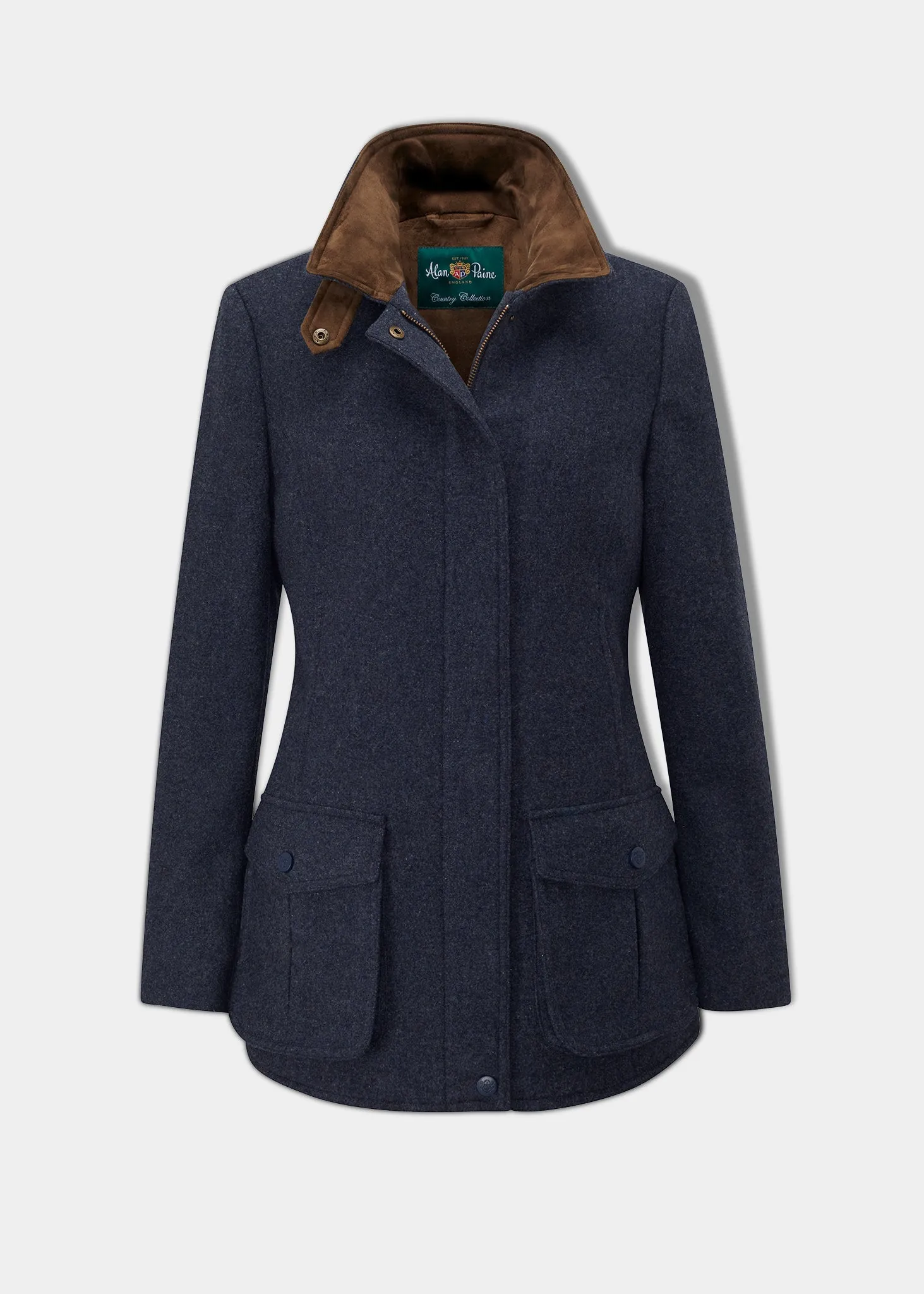 Surrey Ladies Tweed Water Repellent Coat in Blue - Regular Fit sold by Alan Paine