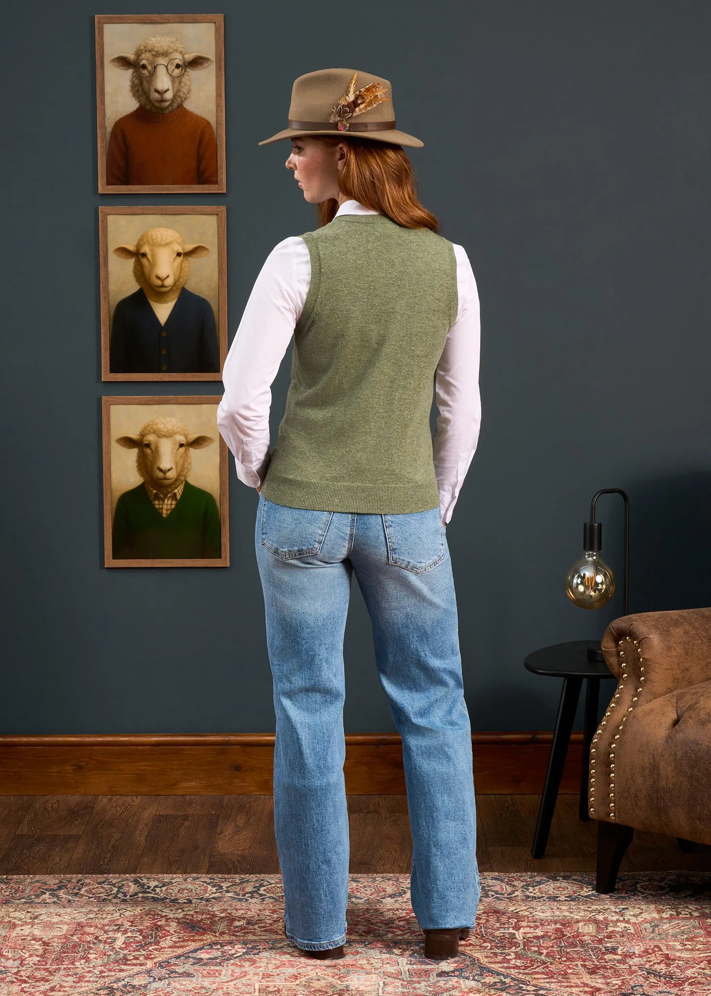 Erin Luxury Vee Neck Tank Top in Landscape sold by Alan Paine product image thumbnail 3