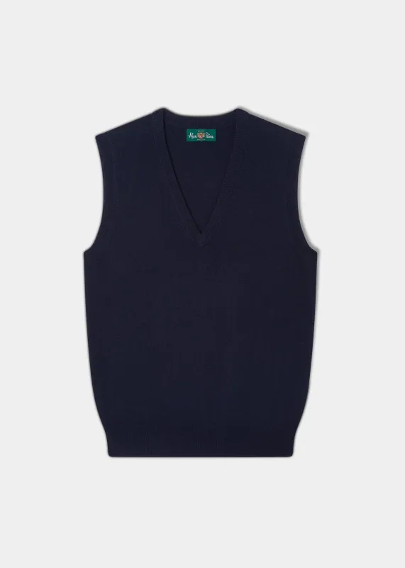 Erin Luxury Vee Neck Tank Top in Dark Navy sold by Alan Paine