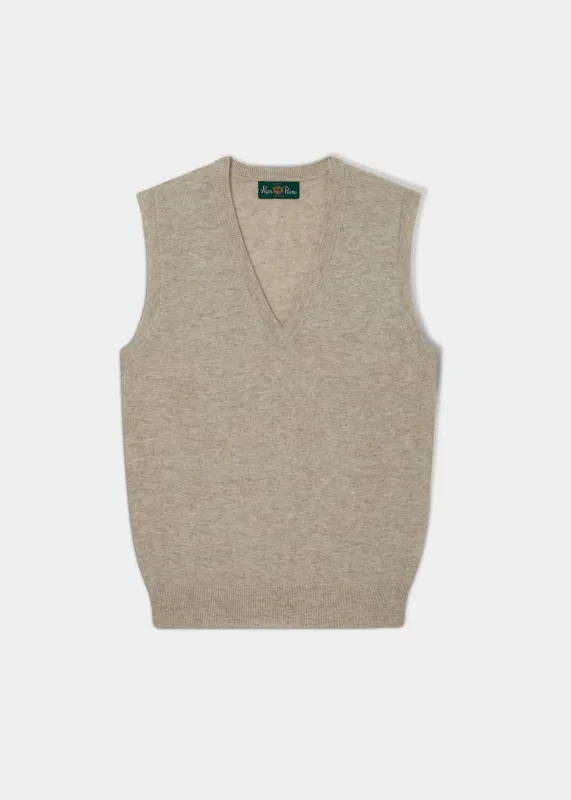 Erin Luxury Vee Neck Tank Top in Porridge sold by Alan Paine