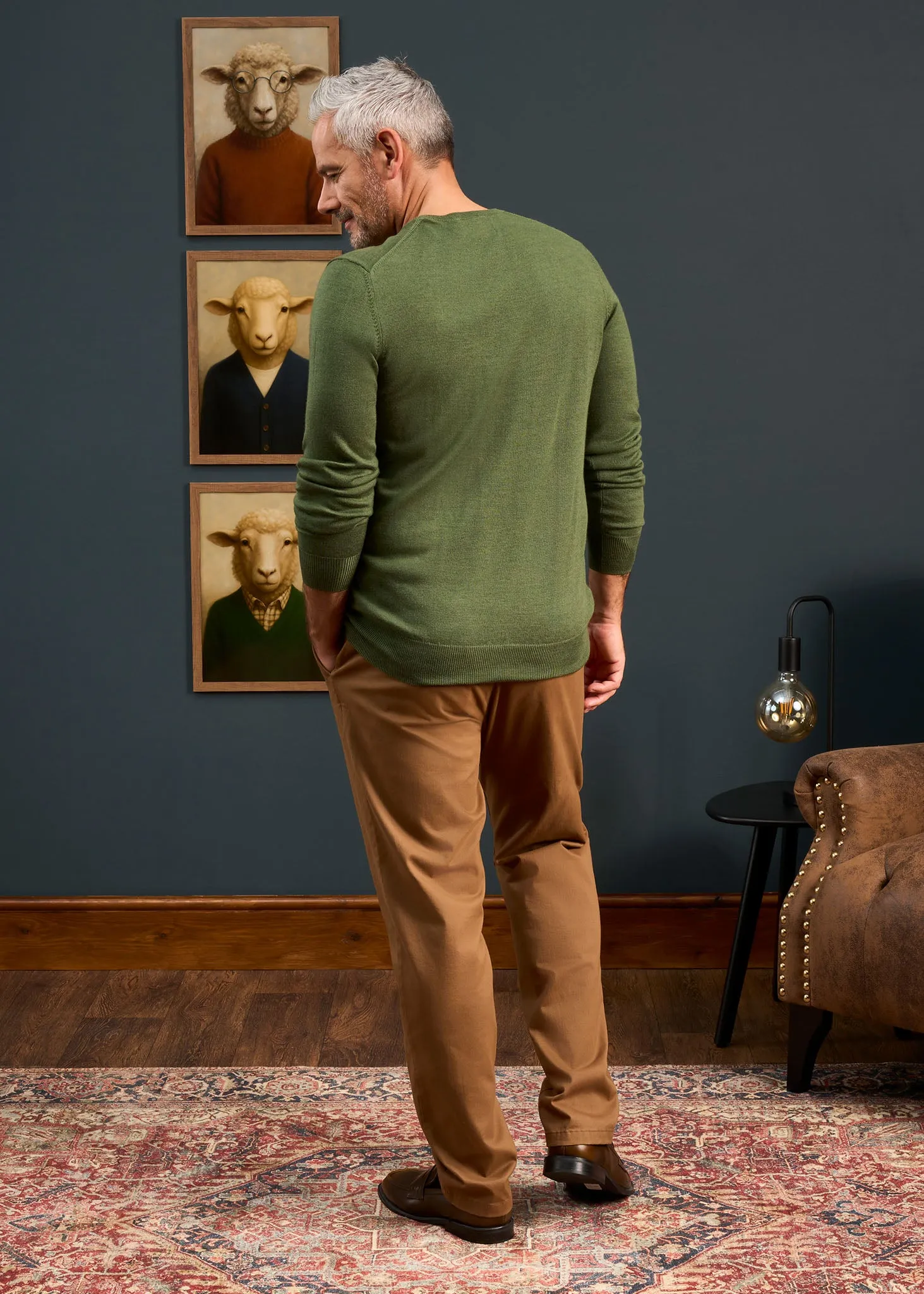 Radstone Men's Merino Wool Jumper in Forest - Regular Fit sold by Alan Paine product image thumbnail 5