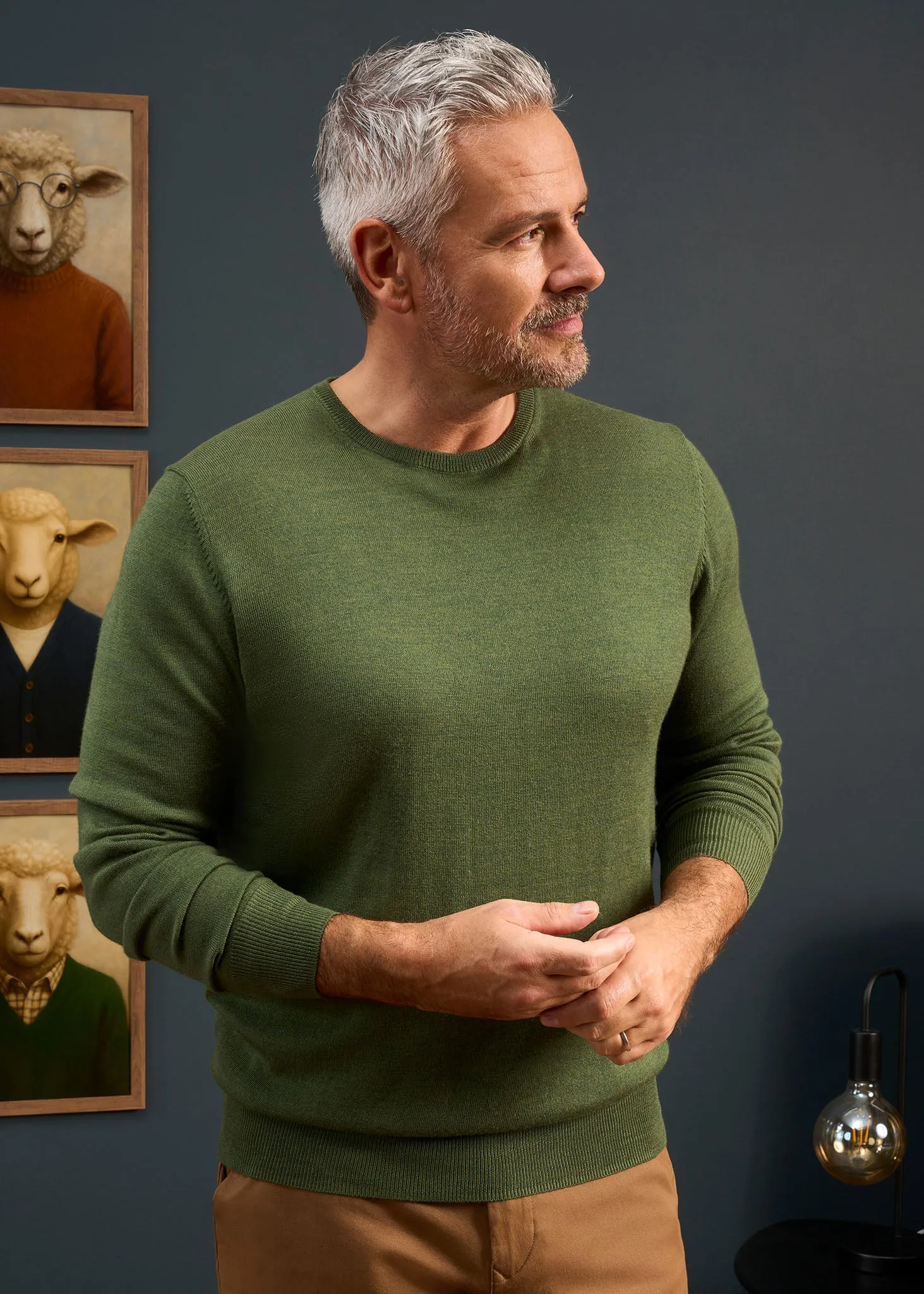 Radstone Men's Merino Wool Jumper in Forest - Regular Fit sold by Alan Paine product image thumbnail 2