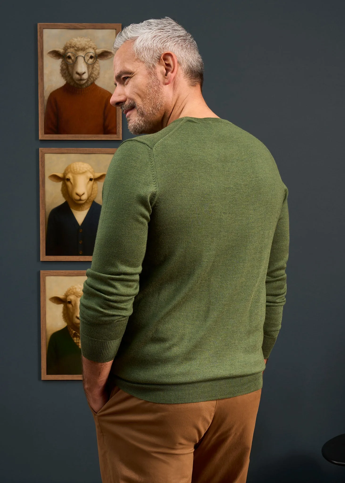 Radstone Men's Merino Wool Jumper in Forest - Regular Fit sold by Alan Paine product image thumbnail 3
